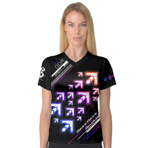 Ddr Rainbow Dark Women s V-neck Sport Mesh Tee by concon