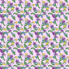 Tropical Flowers Fabric by fabqa