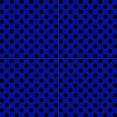 Polka Dots Black On Admiral Blue Fabric by FashionBoulevard
