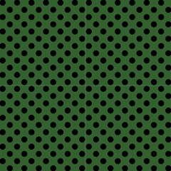 Polka Dots Black On Basil Green Fabric by FashionBoulevard