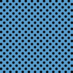 Polka Dots Black On Carolina Blue Fabric by FashionBoulevard