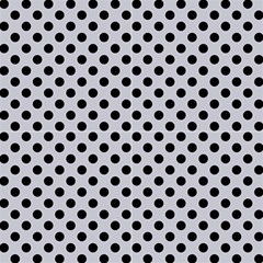 Polka Dots Black On Cloudy Grey Fabric by FashionBoulevard