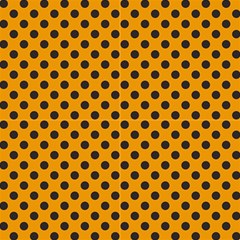 Polka Dots Black On Honey Orange Fabric by FashionBoulevard