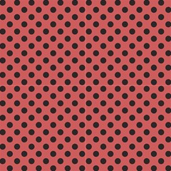 Polka Dots Black On Indian Red Fabric by FashionBoulevard