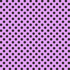 Polka Dots Black On Lavender Purple Fabric by FashionBoulevard