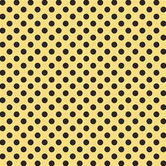 Polka Dots Black On Mellow Yellow Fabric by FashionBoulevard