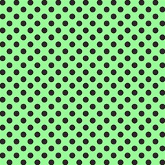 Polka Dots Black On Mint Green Fabric by FashionBoulevard