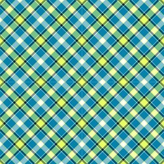 Tartan, Green And Blue Plaid, Decorative Diagonal Pattern by FloraaplusDesign