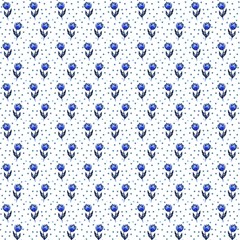 Blue Tulips And Polka Dot by FloraaplusDesign