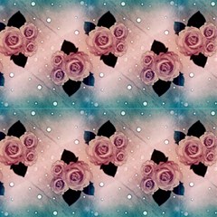 Pink Blue Vintage Roses And Polka Dot by FloraaplusDesign