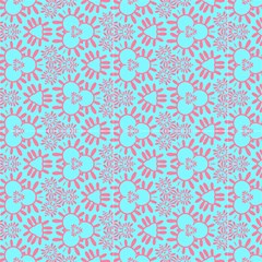 Pink And Aqua Blue Decorative Pattern  by FloraaplusDesign