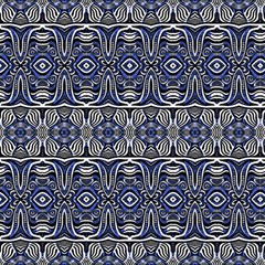Black White And Blue Ethnic Ornament by FloraaplusDesign
