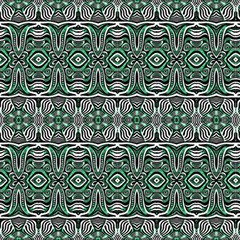 Black White And Green Ethnic Ornament by FloraaplusDesign