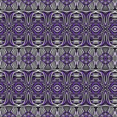 Black White And Purple Ethnic Ornament by FloraaplusDesign