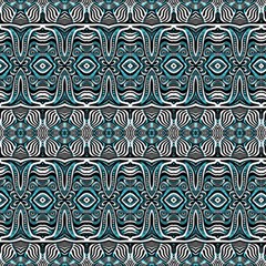 Black White And Turquoise Ethnic Ornament by FloraaplusDesign