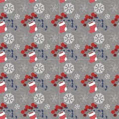 Christmas Pattern On A Gray Ornamental Background  by FloraaplusDesign