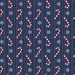 Candy And Snowflakes On A Blue Striped Background  by FloraaplusDesign