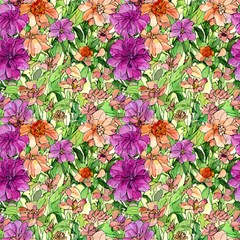 Cottagecore Aesthetics Botanical Flora Watercolor Fabric by GardenOfOphir