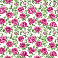 Elegant Pink Roses Fabric by GardenOfOphir