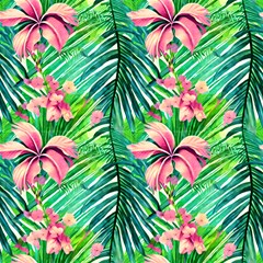 Boho Chic Tropical Flowers Summer Fabric by GardenOfOphir