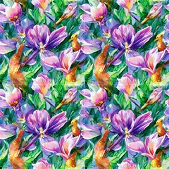 Purple Crocus Flowers by GardenOfOphir