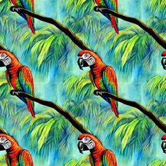 Retro Tropical Flowers Fabric by GardenOfOphir
