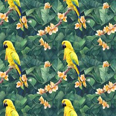 Tropical Birds Green Foliage by GardenOfOphir