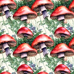 Psychedelic Mushrooms And Leaves by GardenOfOphir