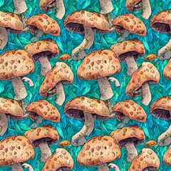 Psychedelic Mushroom Fabric by GardenOfOphir