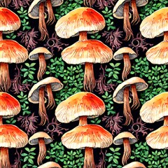 Funny Mushroom Fabric by GardenOfOphir