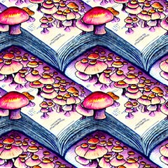 Cute Mushroom Pattern Fabric by GardenOfOphir