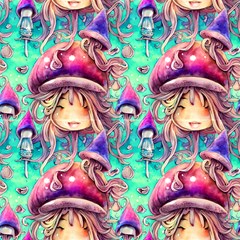 Mushroom Hunter Fabric by GardenOfOphir