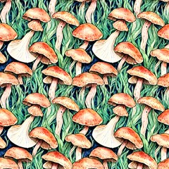  mushroom Hunter  Cottagecore Fungus Fabric by GardenOfOphir
