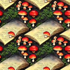 Book Forest Of Mushrooms Fabric by GardenOfOphir