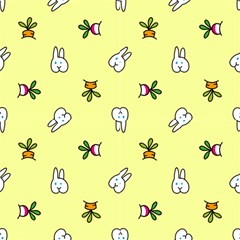 Bunnies And Veggies - Yellow by idjy