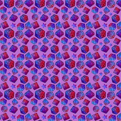 Red And Blue Dice Fabric by TaitGallery