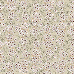 White Flowers Fabric by DinkovaArt