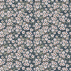 White Flowers Garden Fabric by DinkovaArt