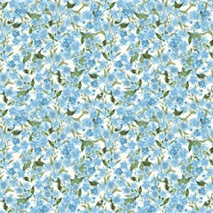 Blue Garden Fabric by DinkovaArt