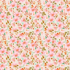 Pink Roses Fabric by DinkovaArt
