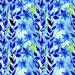 Blue Borage Garden Fabric by DinkovaArt