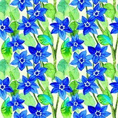 Blue Borage 2  Fabric by DinkovaArt