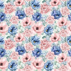 Blue Pink Roses  Fabric by DinkovaArt