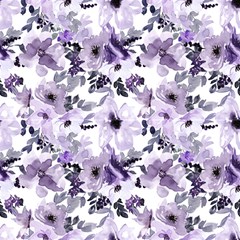 Purple Roses 01 Fabric by DinkovaArt