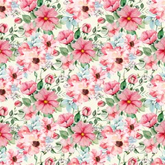 Pink Roses Fabric by DinkovaArt