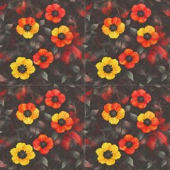 Fiery Flowers On A Dark Background by Elixar